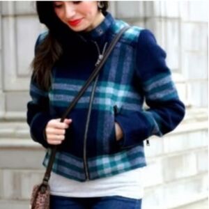 Gap plaid wool crop jacket